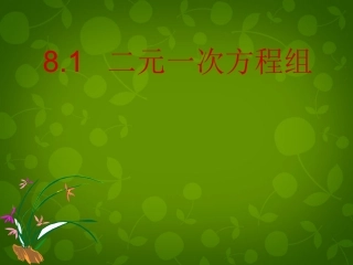河北省平泉县第四中学七年级数学下册 8.1 二元一次方程组课件 (新版)新人教版