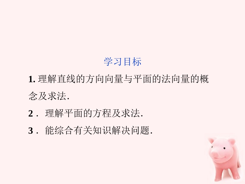 高中数学 第3章321直线的方向向量与平面的法向量精品课件 苏教版选修2-1 课件_第2页