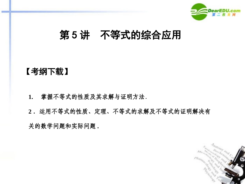 高三数学一轮复习 6.5 不等式的综合应用课件 文 大纲人教版 课件_第2页