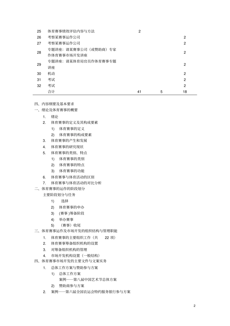 体育赛事营销教学大纲_第2页