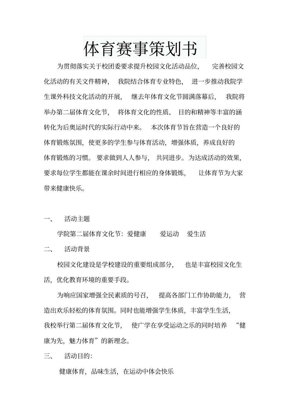 体育赛事项目策划书_第1页