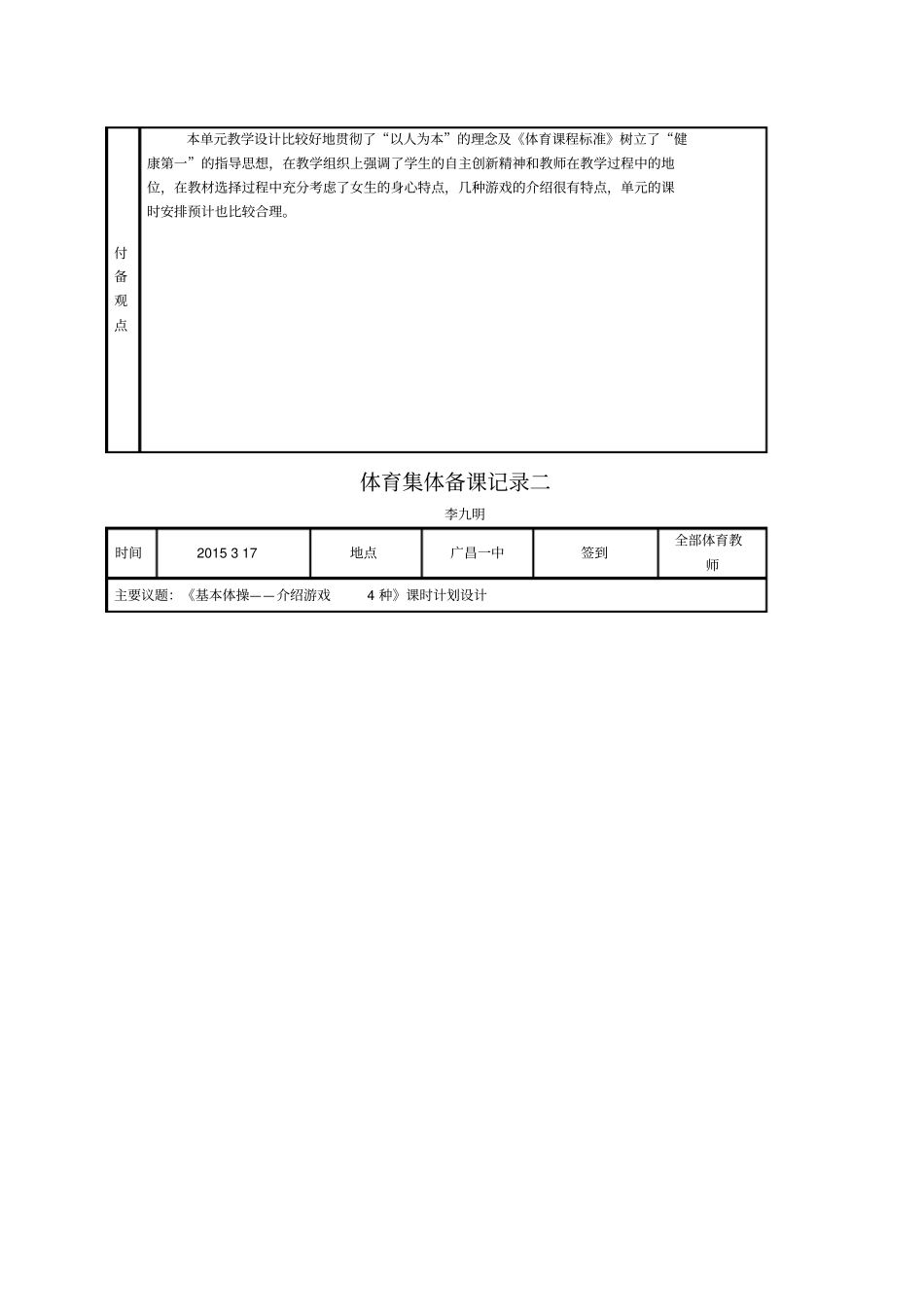 体育集体备课记录精选_第2页