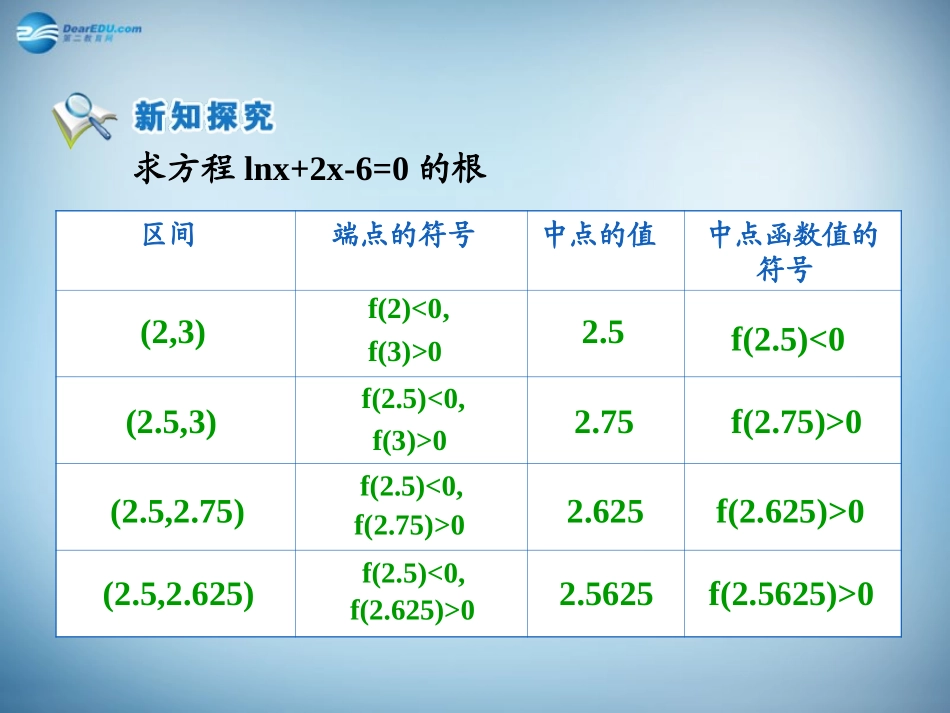 高中数学 第三章　函数的应用第1节(用二分法求方程的近似解)参考课件 新人教版必修1 课件_第3页