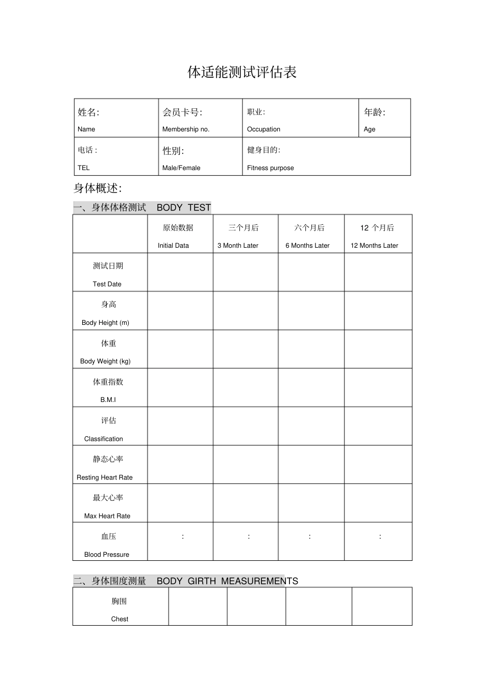 体适能测试评价表_第1页