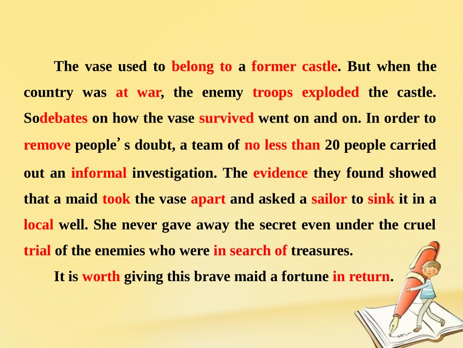 高中英语 Unit 1 Cultural relics 单元小结课件 新人教版必修2 课件_第2页