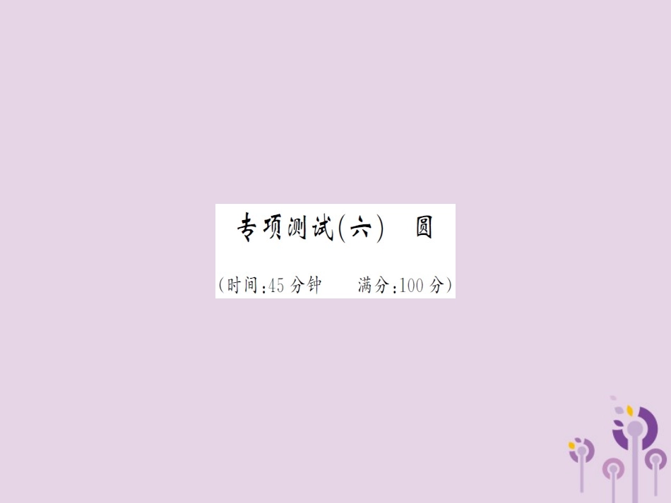 湖北省中考数学 专项测试(六)圆习题练课件_第1页