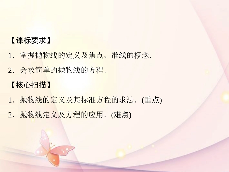 高中数学(231抛物线及其标准方程)课件 新人教A版选修1-1 课件_第2页