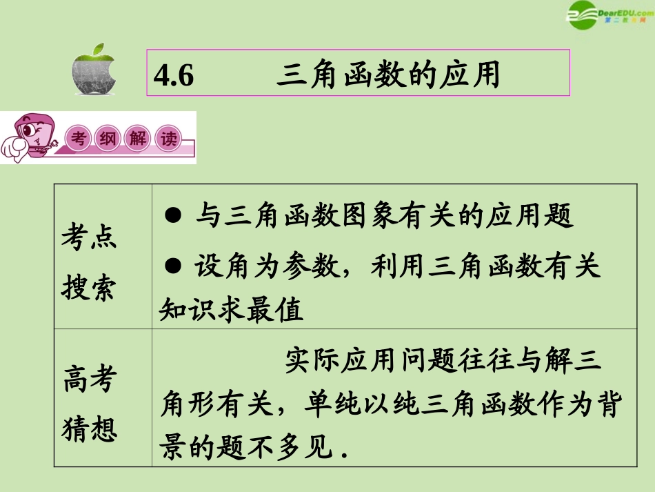 高三数学第一轮总复习 4.6 三角函数的应用课件_第2页