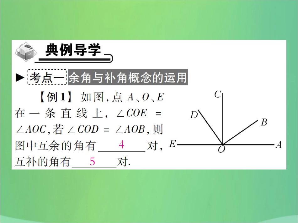 秋七年级数学上册 第4章 图形的初步认识 4.6 角 4.6.3 余角和补角课件 (新版)华东师大版 课件_第3页