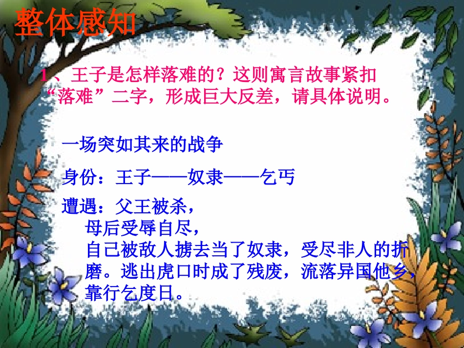 浙江地区语文学科七年级上学期第二单元第八课人生寓言 落难的王子的课件资料 人教版 课件_第2页