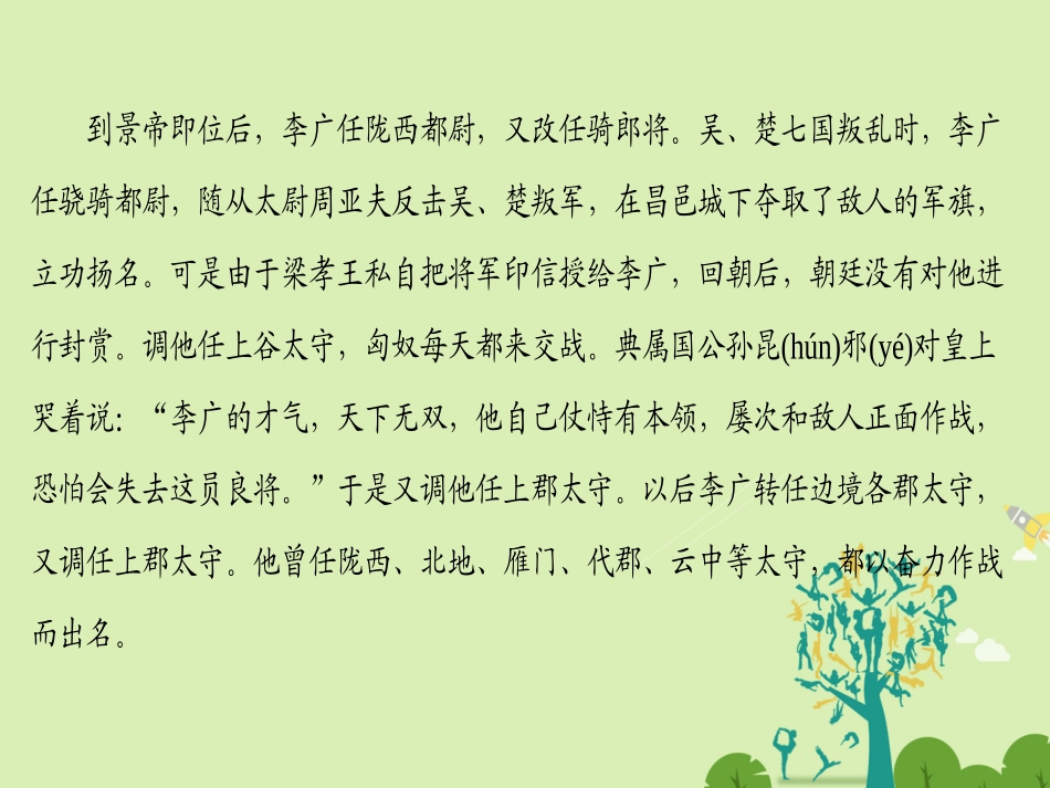 语文第五单元英雄悲歌自读文本飞将军李广课件鲁人版选修史记蚜 课件_第3页
