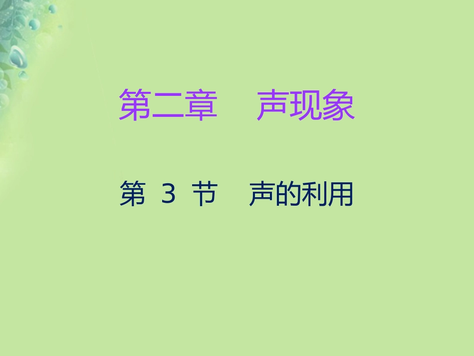 秋八年级物理上册 第二章 第3节 声的利用习题课件 (新版)新人教版 课件_第1页
