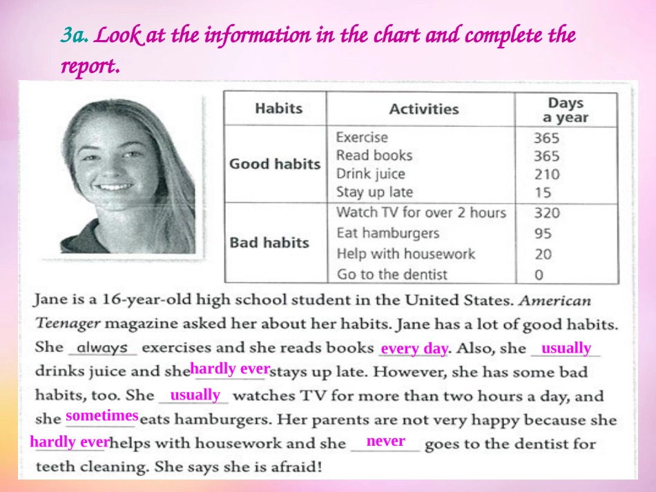 秋八年级英语上册 Unit 2 How often do you exercise Section B(3a self check)课件 (新版)人教新目标版 课件_第2页