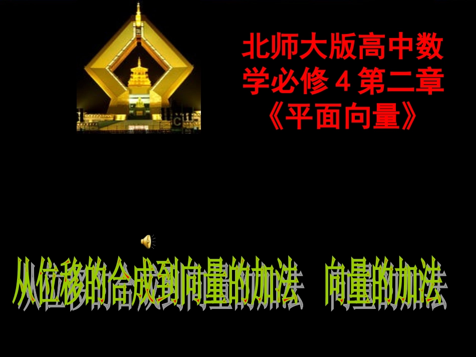 高中数学必修4第二章(平面向量)从位移的合成到平面向量的加法 课件_第1页