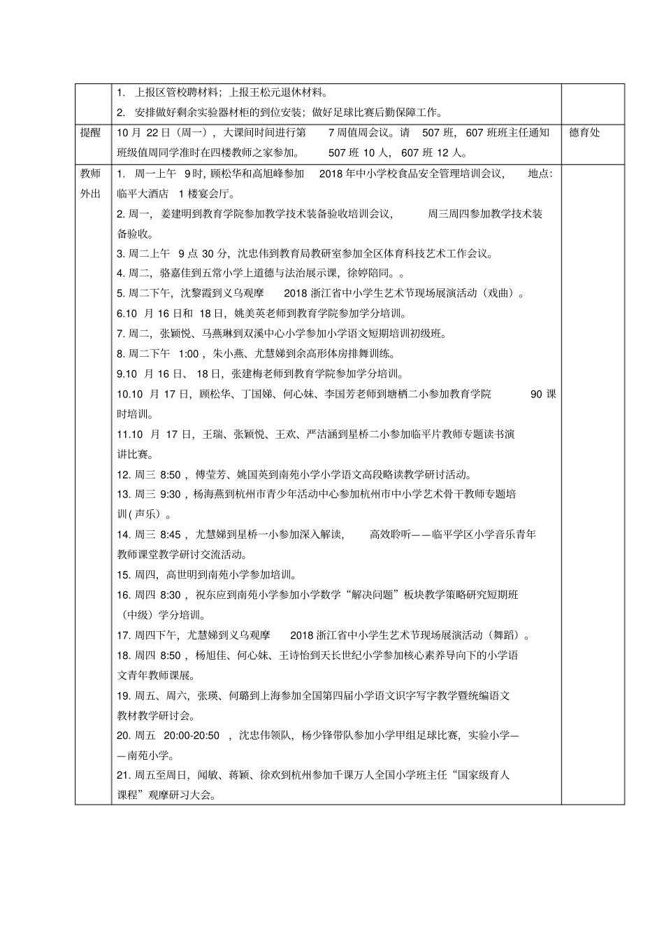 余杭区小学2018学年第一学期第6周工作安排_第2页