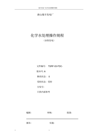 余热发电化学水处理操作规程资料