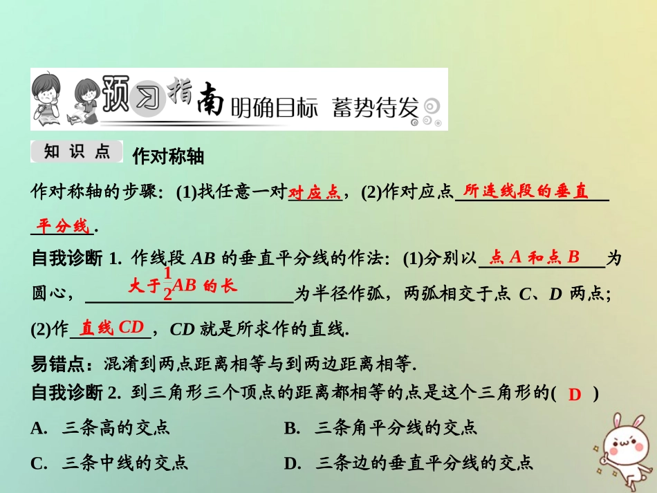 秋八年级数学上册 第13章 轴对称 13.1 轴对称 13.1.2 第2课时 作对称轴课件 (新版)新人教版 课件_第2页