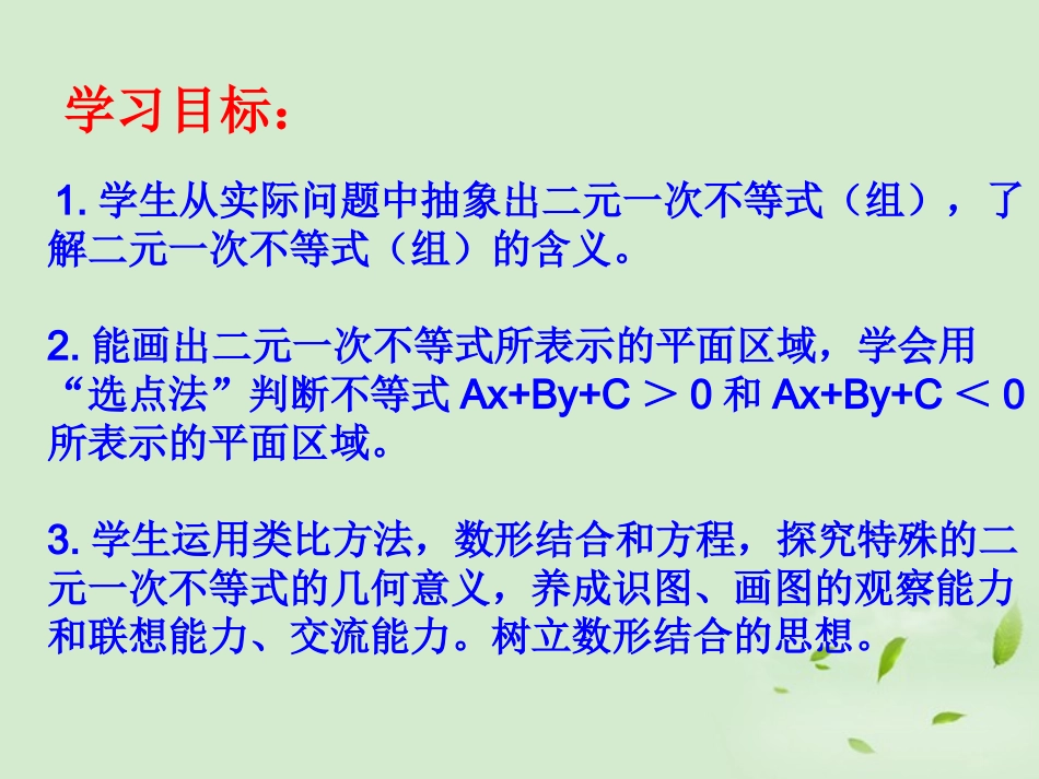 高一数学(二元一次不等式及平面区域)课件_第3页