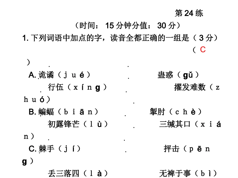 高三语文高考冲刺第24练课件新人教版 课件_第1页