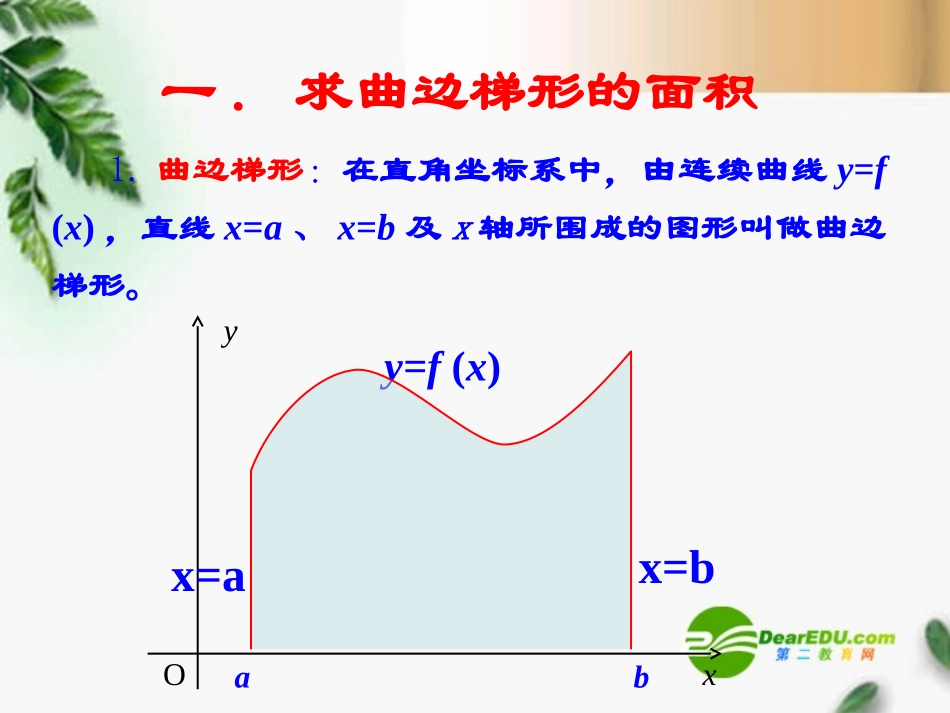 高中数学 1.5定积分的概念课件1 新人教A版选修2-2 课件_第2页
