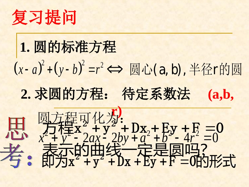 高中数学圆的一般方程课件2 新课标 人教版 必修2B 课件_第2页