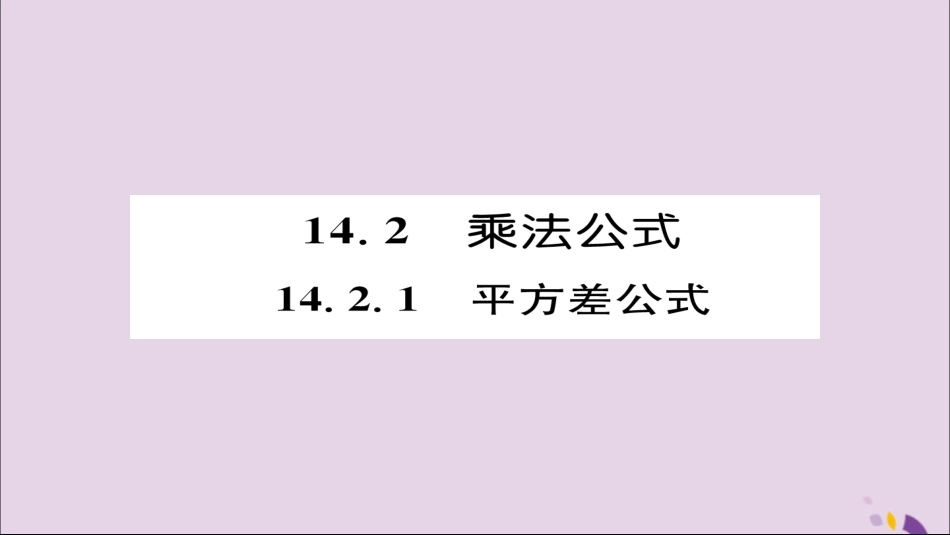 秋八年级数学上册 第十四章 整式的乘法与因式分解 14.2 乘法公式 14.2.1 平方差公式课件 (新版)新人教版 课件_第1页