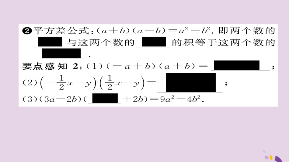 秋八年级数学上册 第十四章 整式的乘法与因式分解 14.2 乘法公式 14.2.1 平方差公式课件 (新版)新人教版 课件_第3页