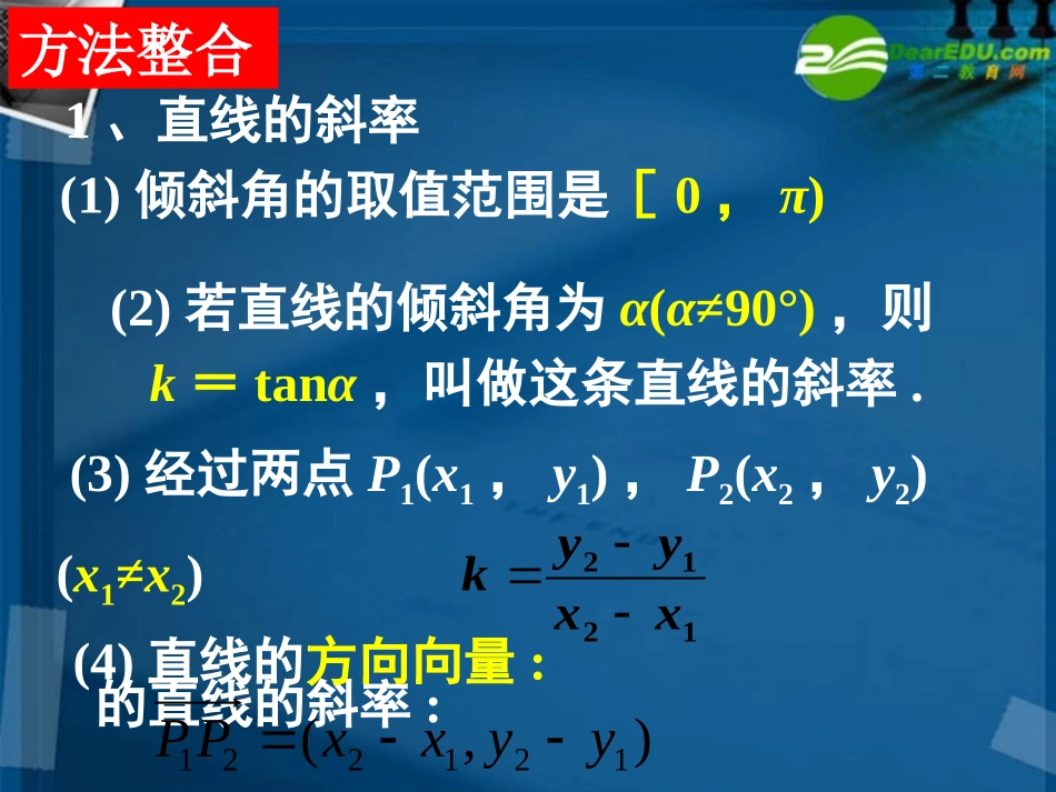 湖南师大 高三数学 专题七第一讲直线与圆复习课件 文 课件_第3页