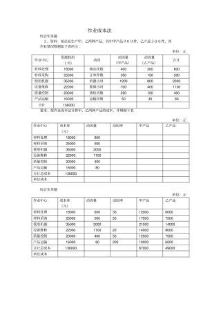 作业成本法练习题