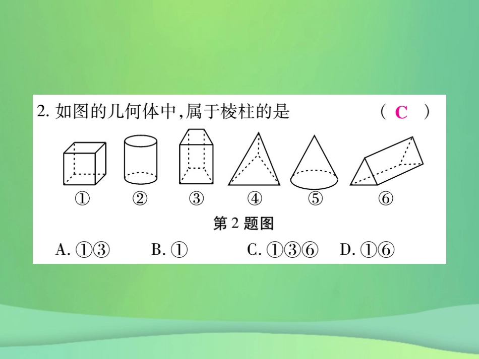 秋七年级数学上册 第4章 图形的初步认识 4.1 生活中的立体图形练习课件 (新版)华东师大版 课件_第3页