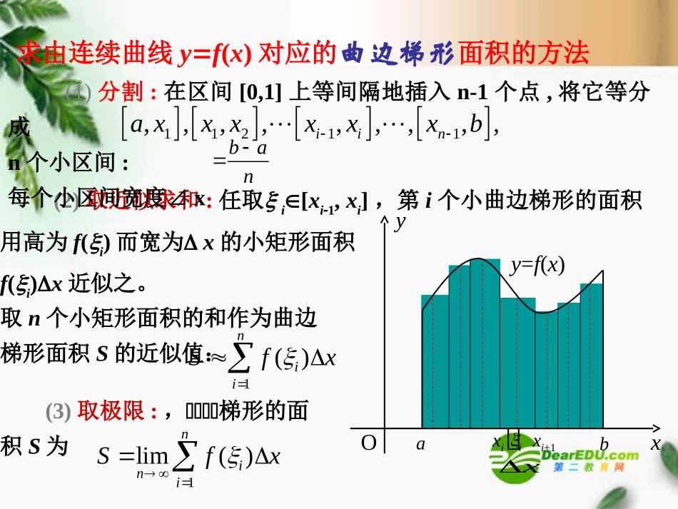 高中数学 1.5定积分的概念课件2 新人教A版选修2-2 课件_第2页
