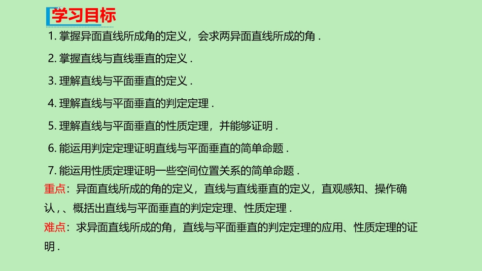 高中数学 第八章 立体几何初步 861 直线与直线垂直 862 直线与平面垂直课件 新人教A版必修第二册 课件_第2页