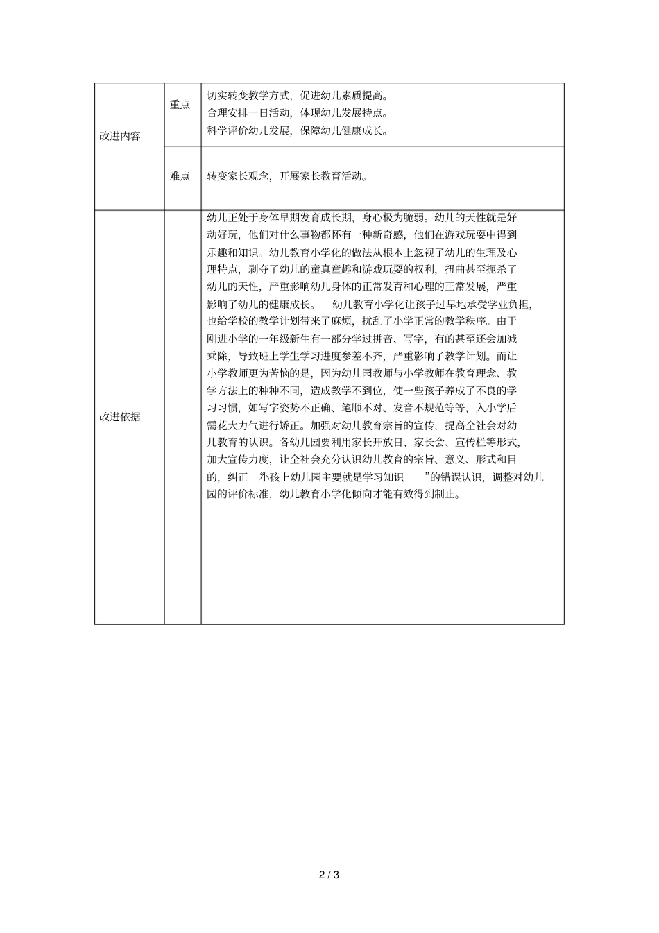 作业题目幼儿园工作改进方案_第2页
