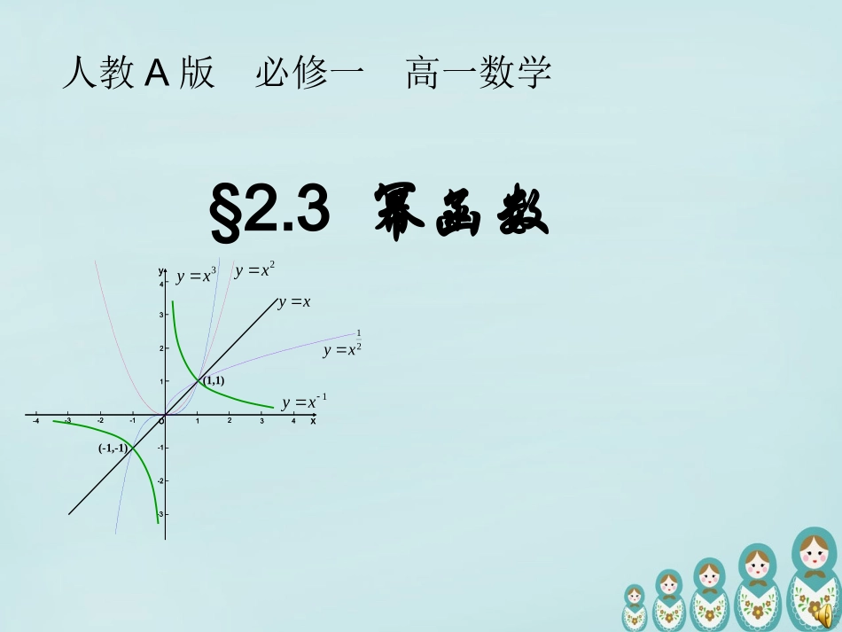 高中数学 23幂函数教学课件 新人教A版必修1 课件_第1页