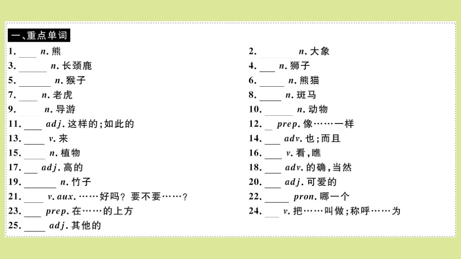 语上册 Module 6 A trip to the zoo Unit 1 Does it eat meat(小册子)作业课件 (新版)外研版 课件_第2页