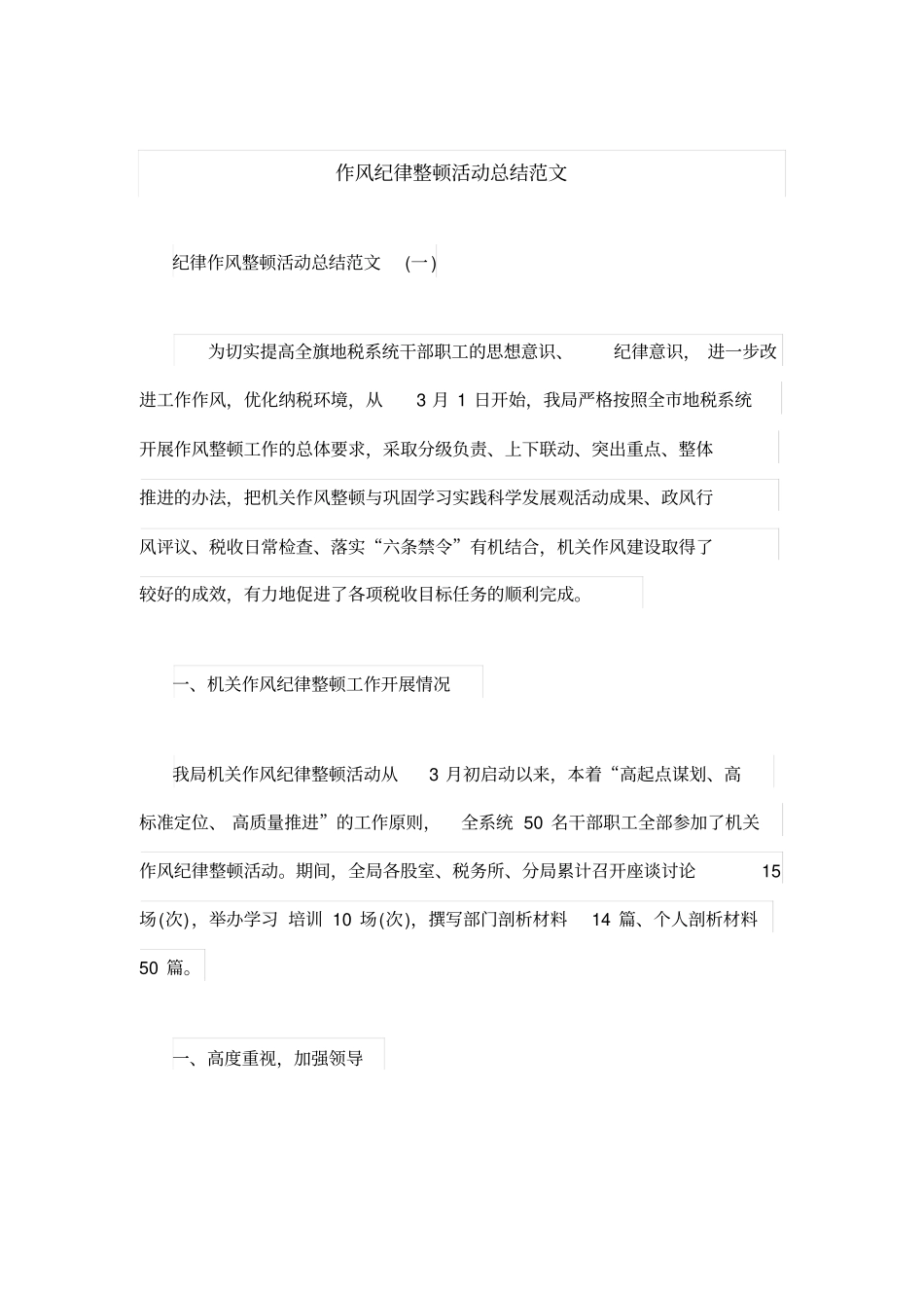 作风纪律整顿活动总结范文_第1页