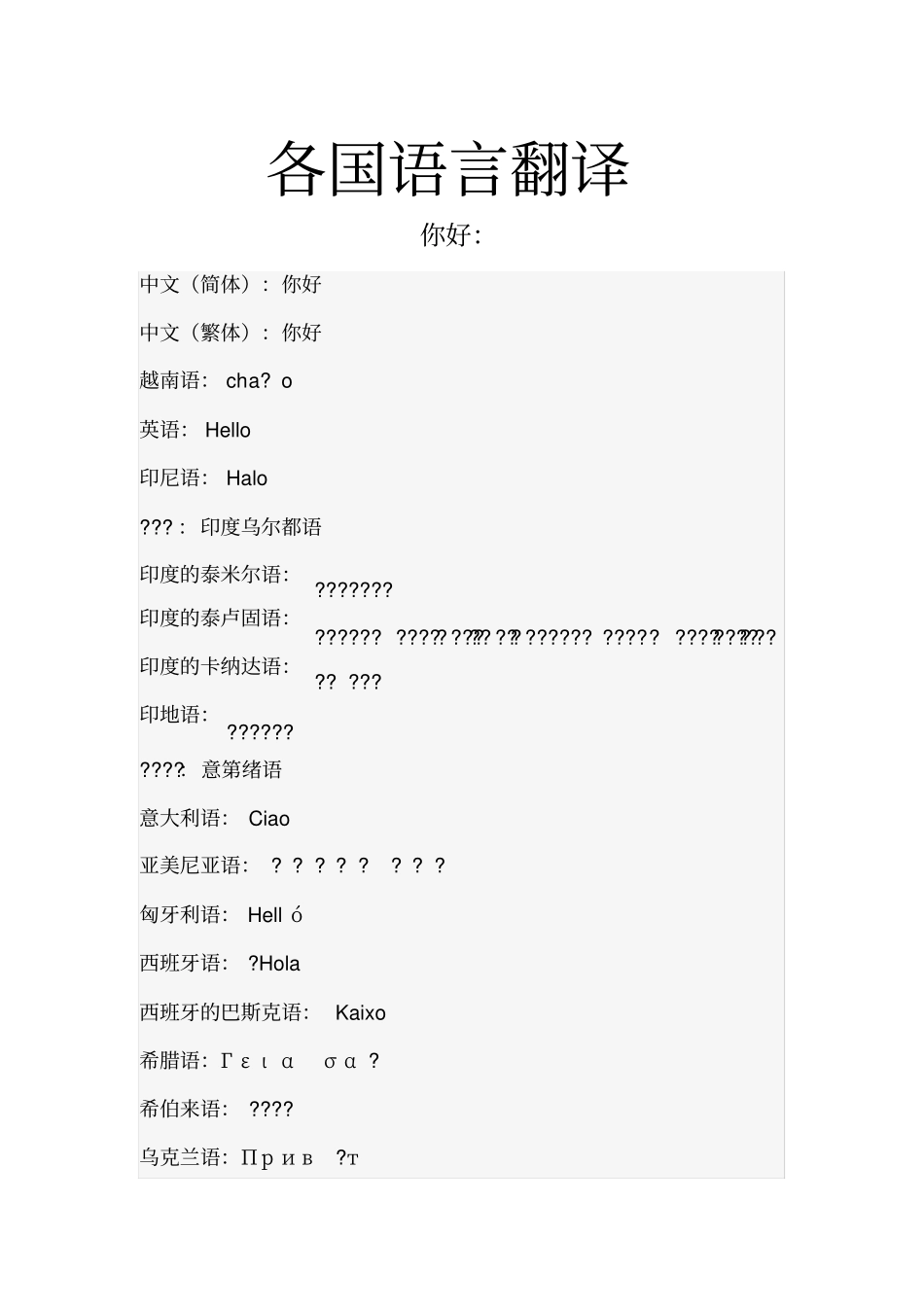 你好的各国语言_第1页