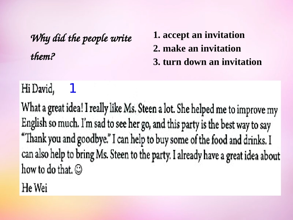 秋八年级英语上册 Unit 9 Can you come to my party Section B(2a 2e)课件 (新版)人教新目标版 课件_第3页