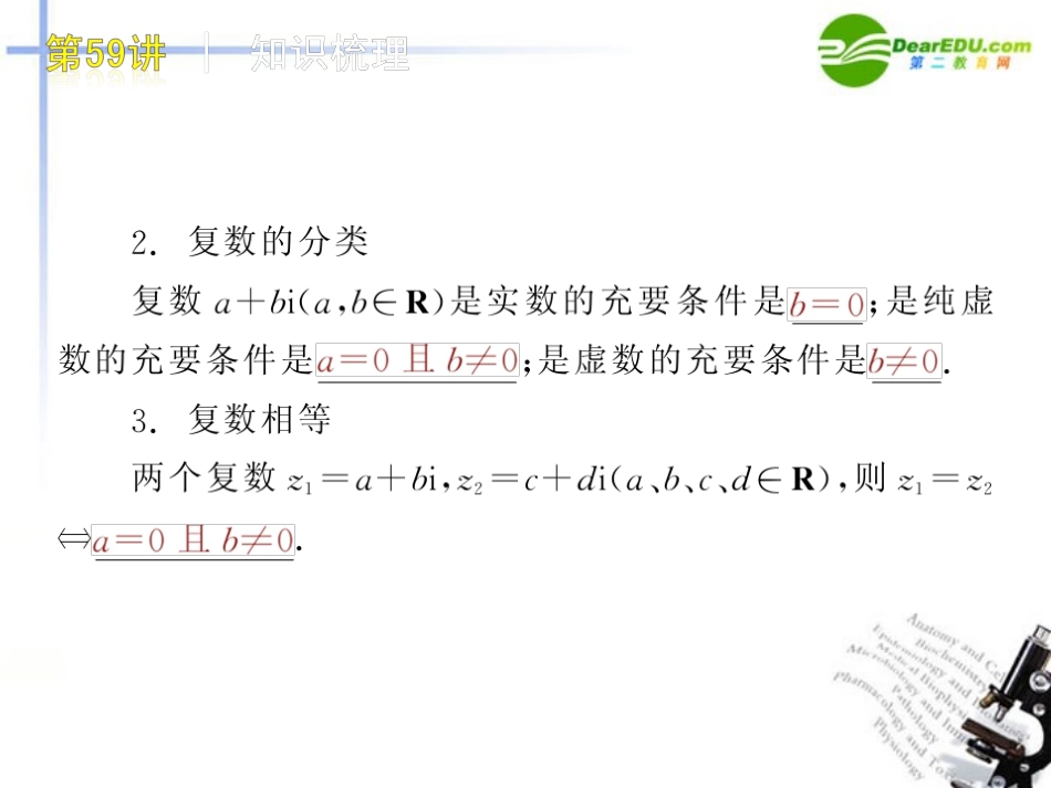 高三数学 第59讲  复数的基本概念与运算复习课件 文 北师大版 课件_第3页