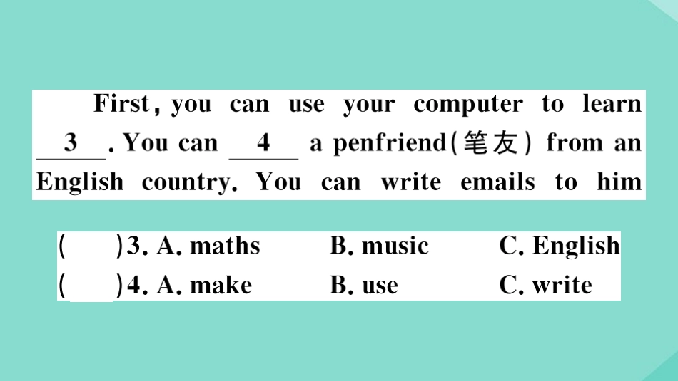 语上册 Module 7 Computers综合阅读素养练作业课件 (新版)外研版 课件_第3页