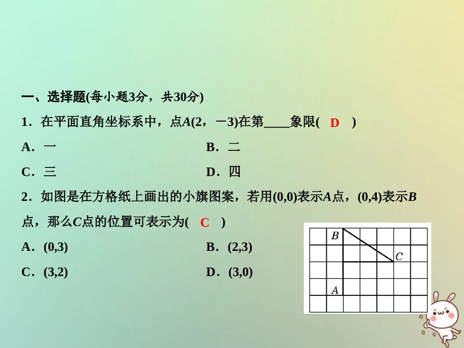 秋八年级数学上册 第3章 位置与坐标综合检测卷课件 (新版)北师大版 课件_第2页