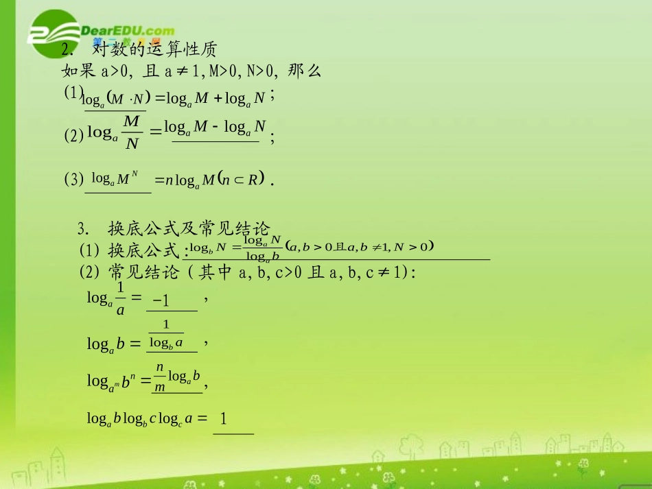 河北省高考数学第一轮总复习知识点检测 3.3对数与对数函数课件 旧人教版 课件_第2页