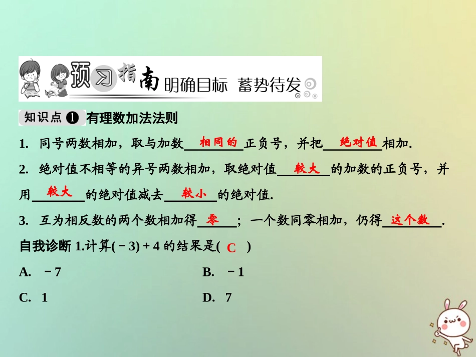 秋七年级数学上册 第2章 有理数 2.6 有理数的加法课件 (新版)华东师大版 课件_第2页