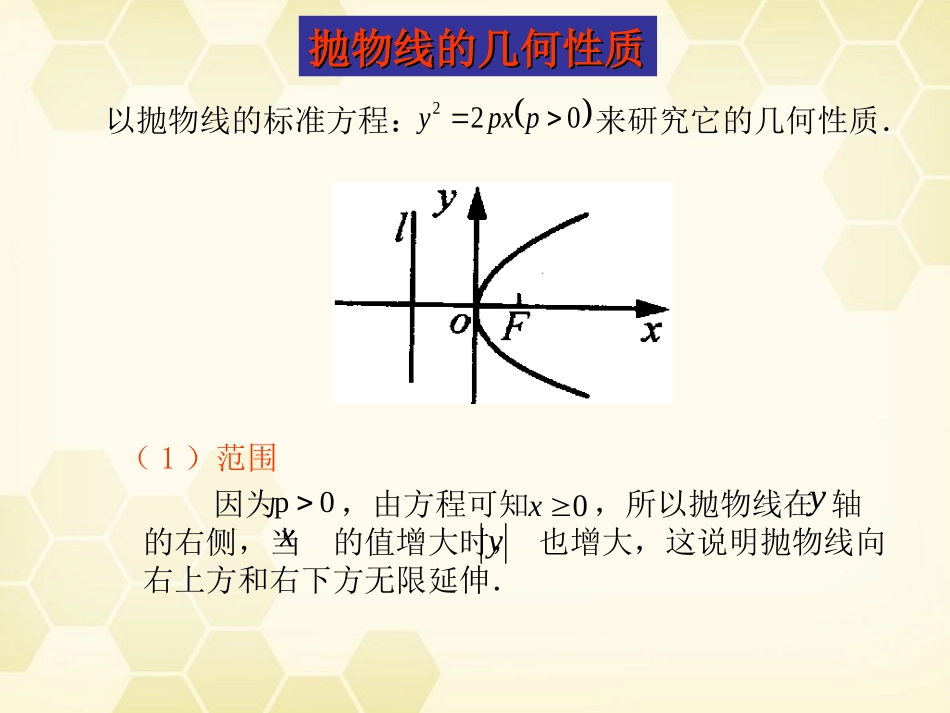 高中数学 242(抛物线的几何性质)课件 新人教B版选修2-1 课件_第3页