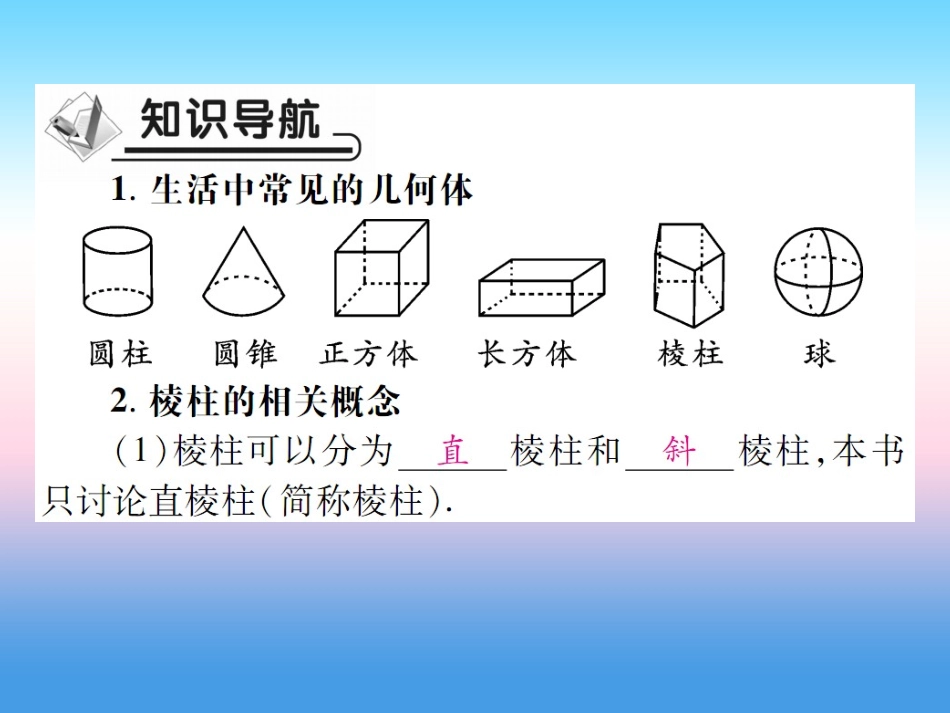 秋七年级数学上册 第一章 丰富的图形世界 1 生活中的立体图形 第1课时 生活中的立体图形作业课件 (新版)北师大版 课件_第2页