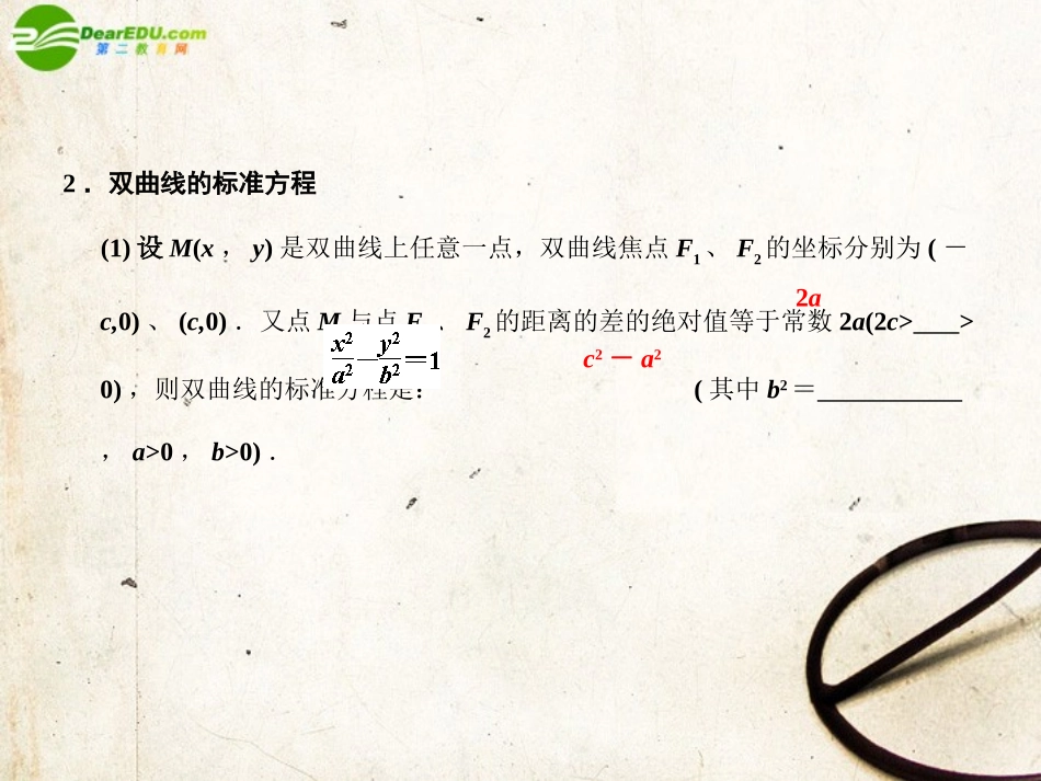 高三数学一轮复习 8.38 双曲线的定义和标准方程课件 理 大纲人教版 课件_第3页