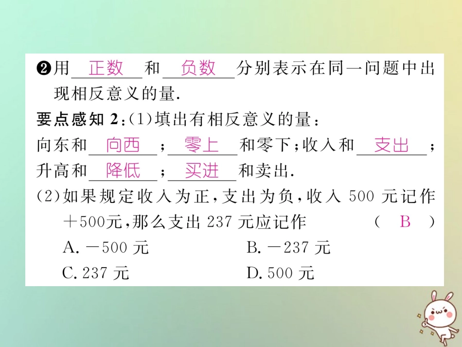 秋七年级数学上册 第2章 有理数 2.1 有理数 2.1.1 正数和负数习题课件 (新版)华东师大版 课件_第3页