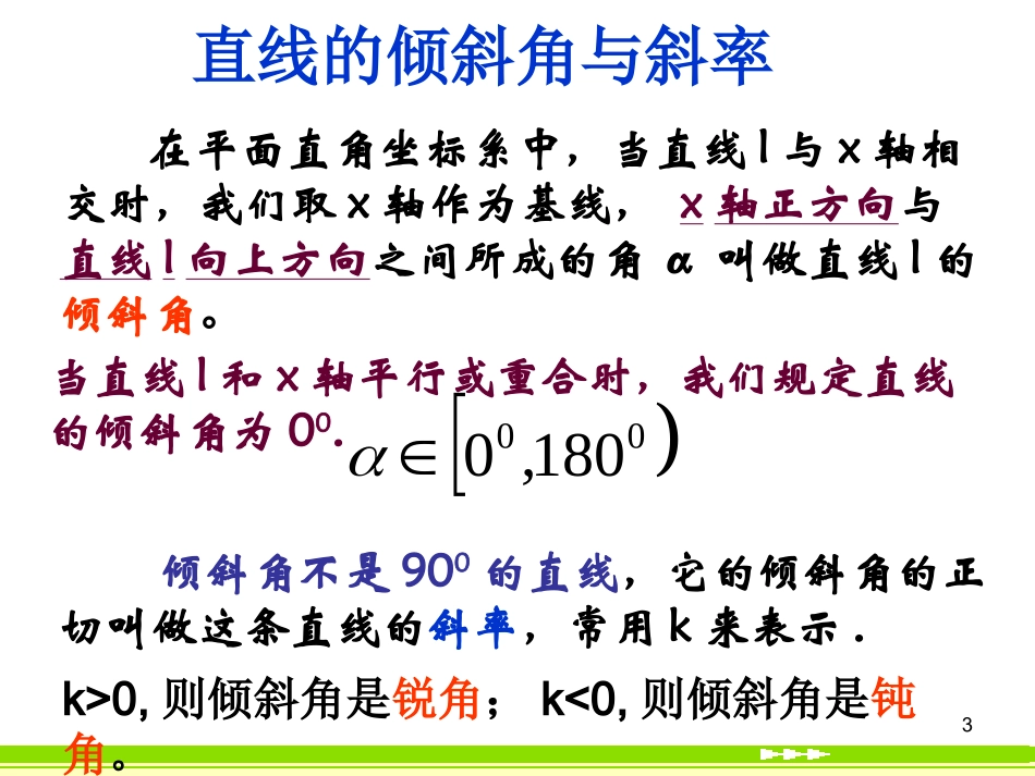 高中数学直线的倾斜角和斜率课件2 新课标 人教版 必修2A 课件_第3页