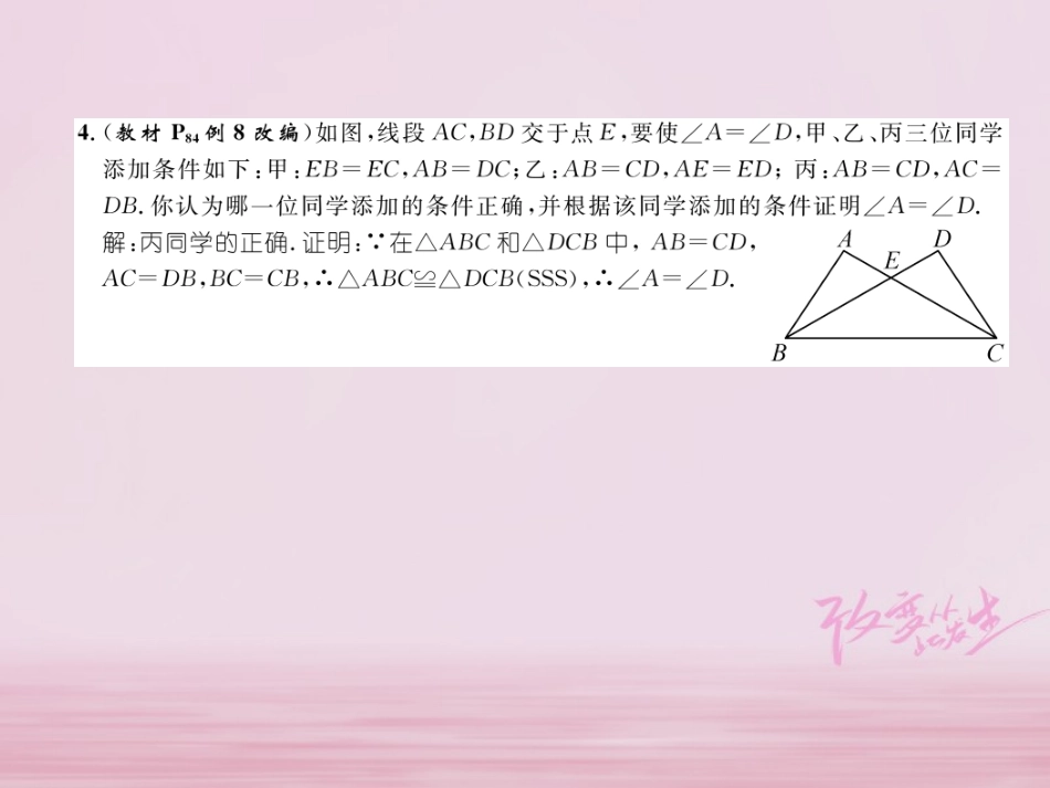 秋八年级数学上册 第2章 三角形 2.5 全等三角形(5)练习课件 (新版)湘教版 课件_第3页