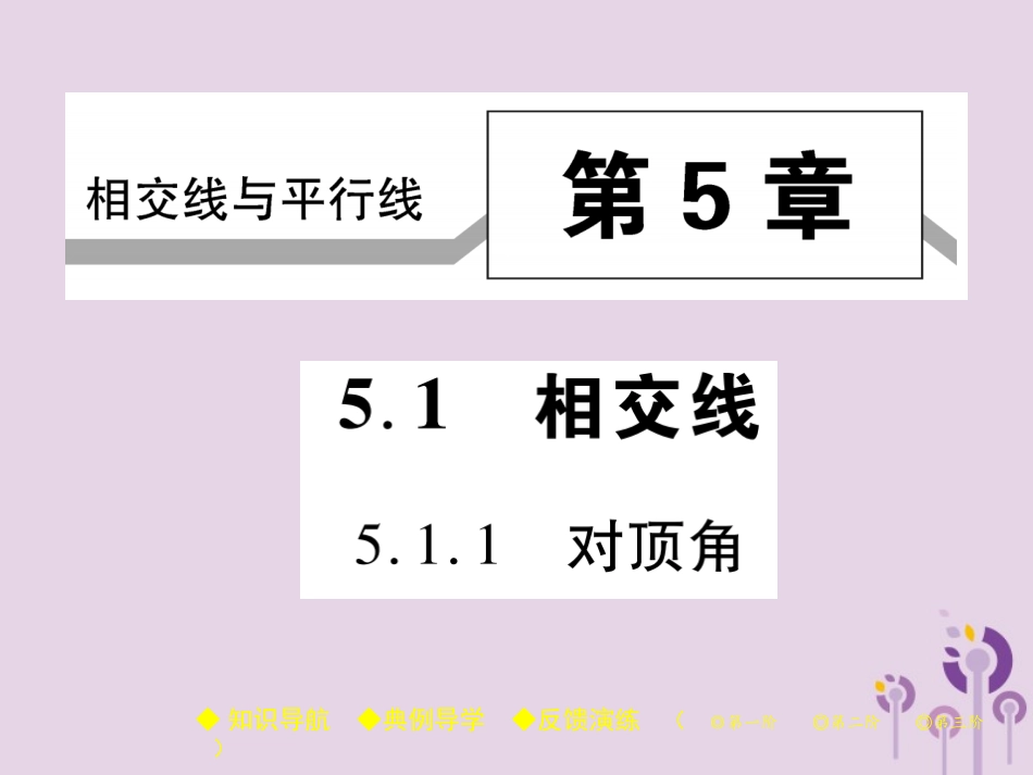 秋七年级数学上册 第5章 相交线与平行线 5.1 相交线 5.1.1 对顶角课件 (新版)华东师大版 课件_第1页